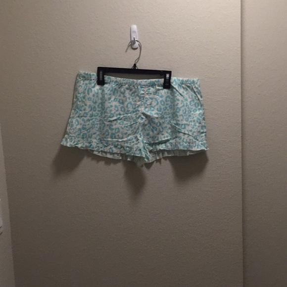 Forever 21 Blue And White Leopard Print Ruffle Hem Sleep Short. NWOT - Picture 1 of 6